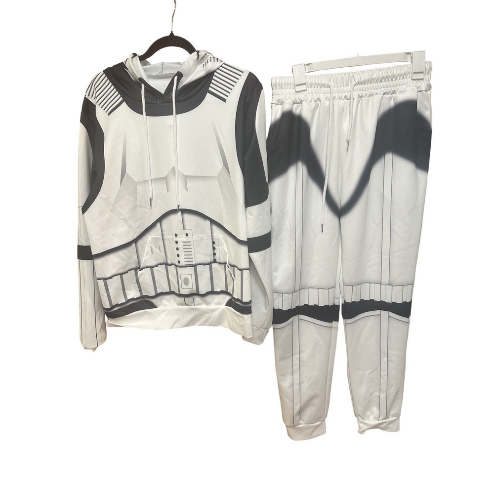 Star Wars Stormtrooper Hoodie and Joggers Tracksuit Set White Black Mens Medium